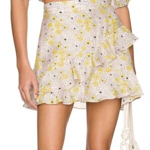 MINKPINK NWT Mitta Mitta Floral Mini Ruffle Skirt - Pink and Yellow